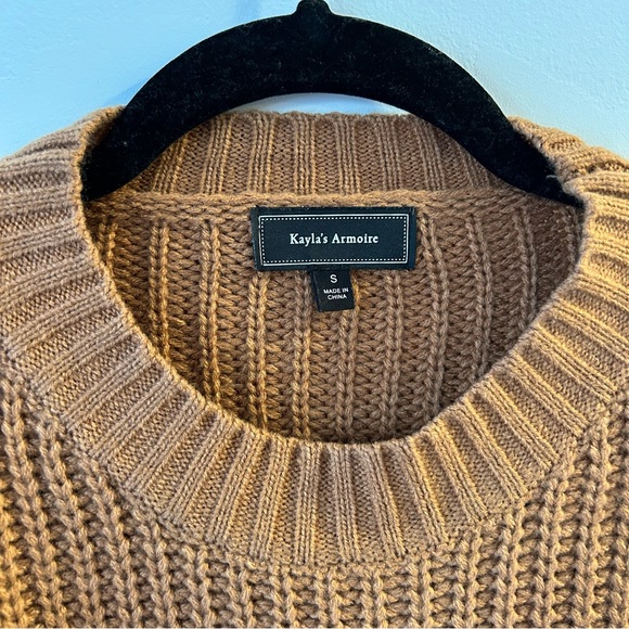 Mocha Textured Crewneck Sweater Brown - Picture 3 of 3
